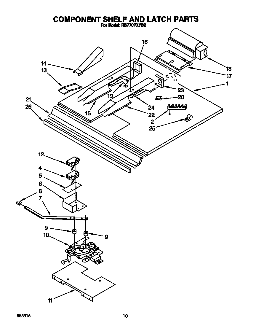 Component shelf and latch