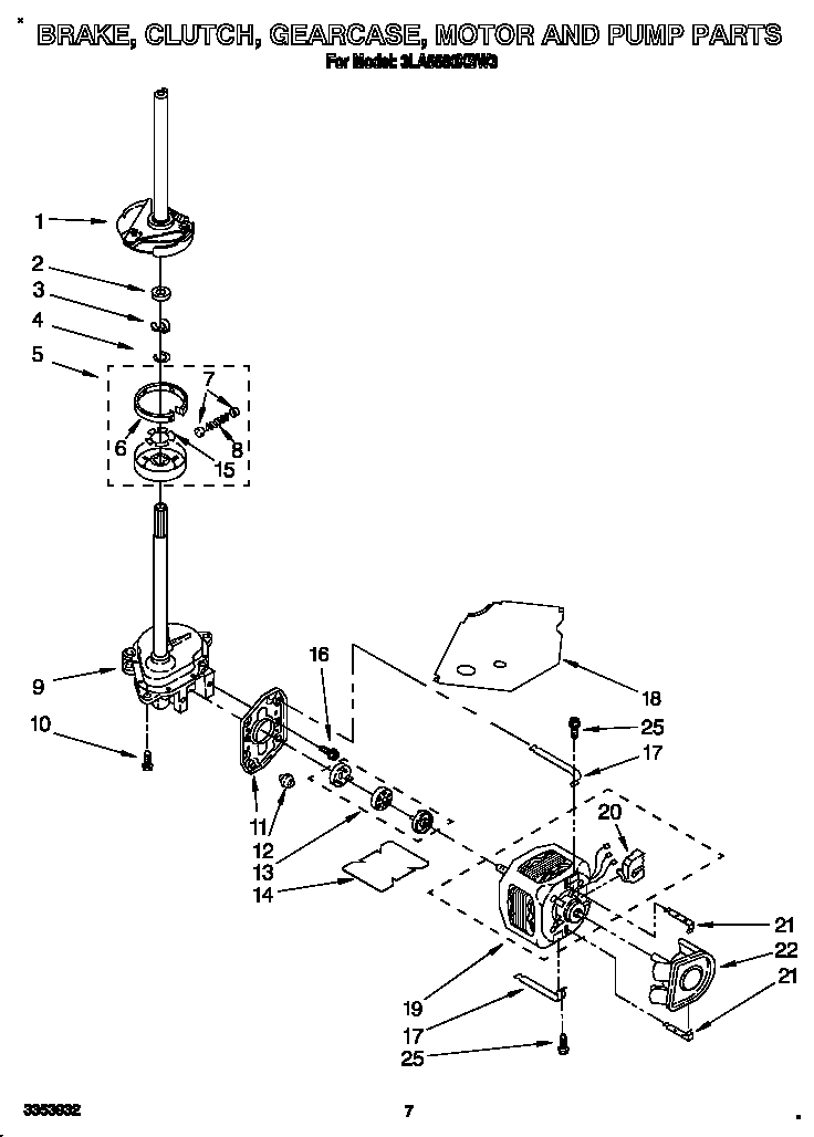 Brake, clutch, gearcase, motor and pump