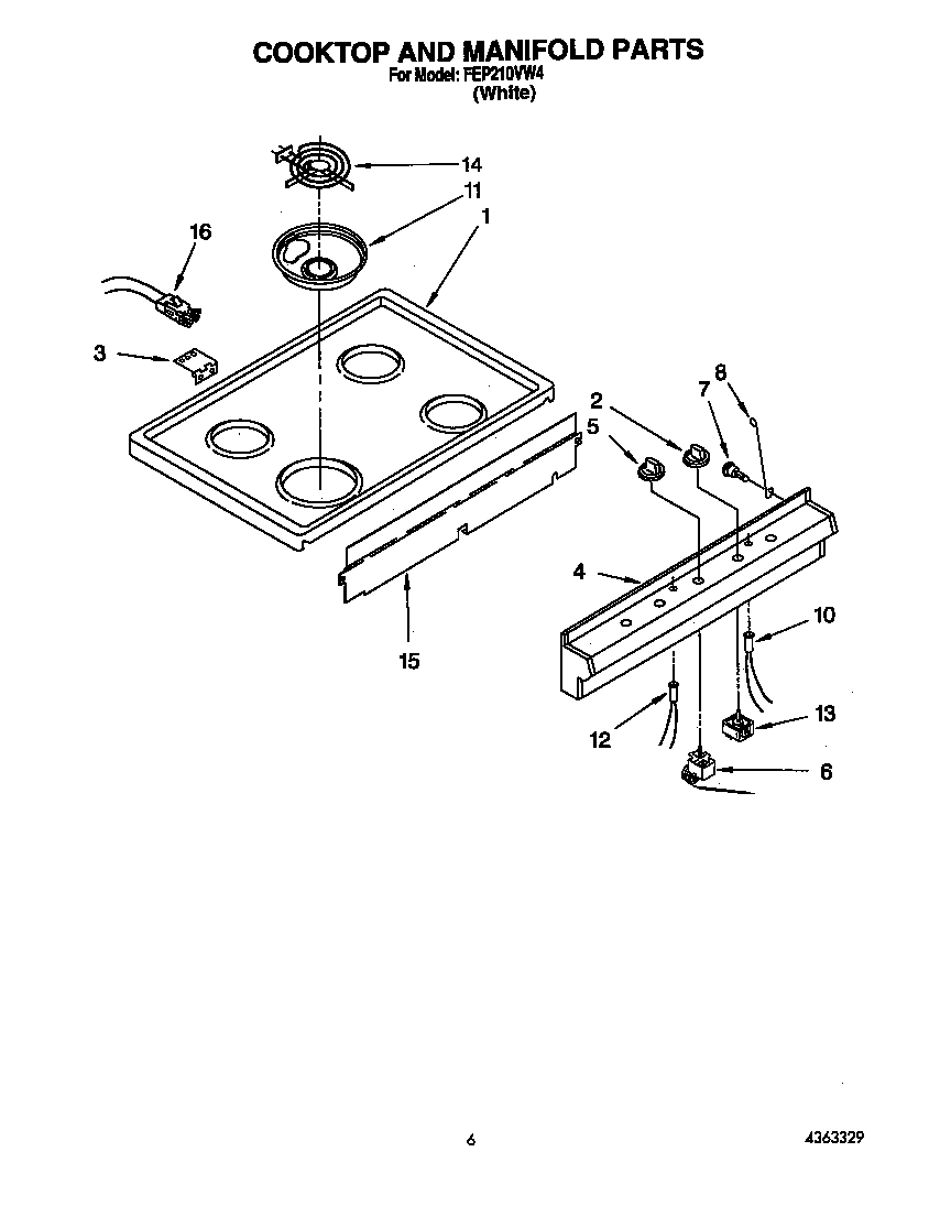 Cooktop and manifold