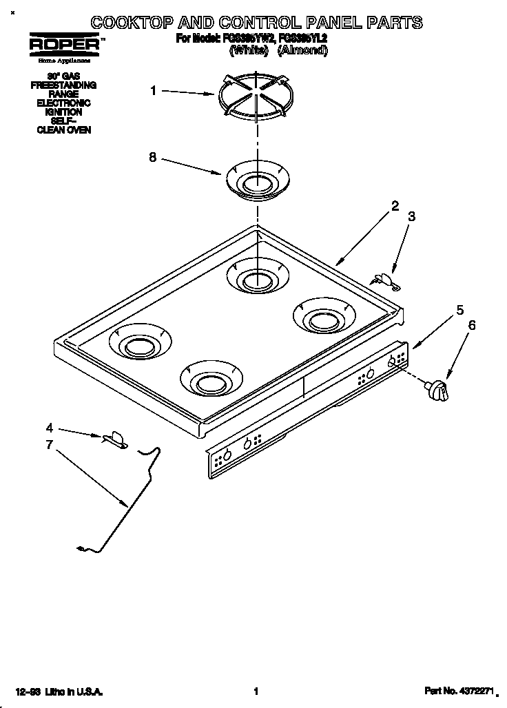 COOKTOP AND CONTROL PANEL