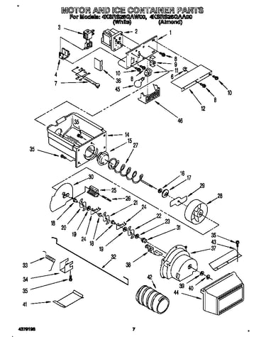 Motor and ice container