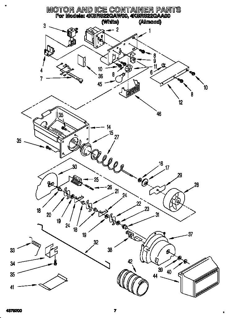 Motor and ice container