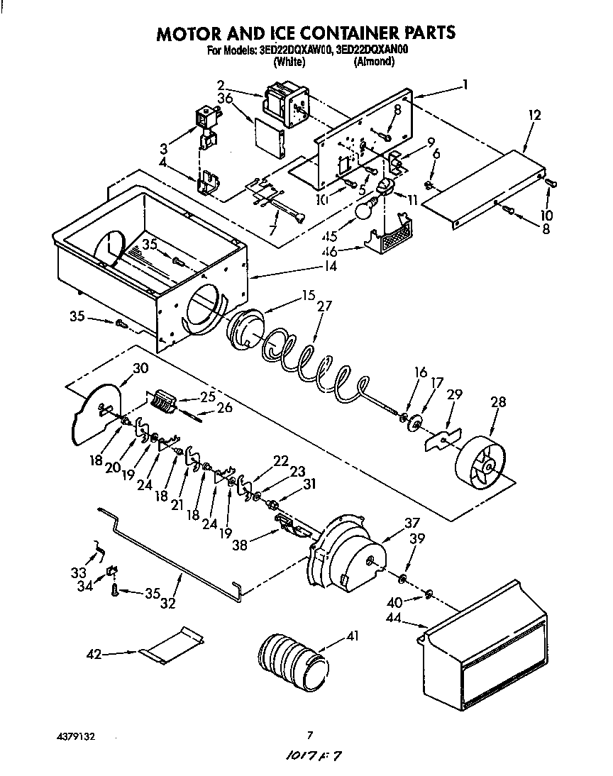 Motor and ice container