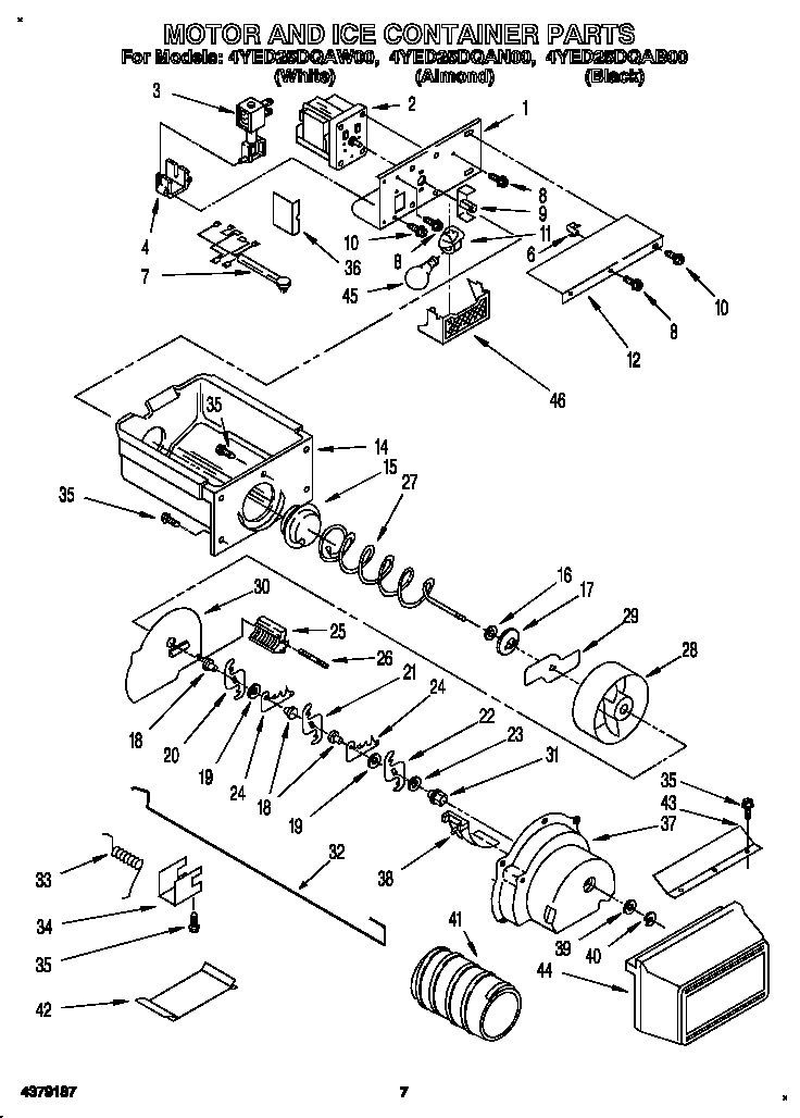 Motor and ice container
