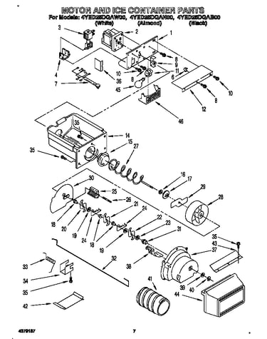 Motor and ice container