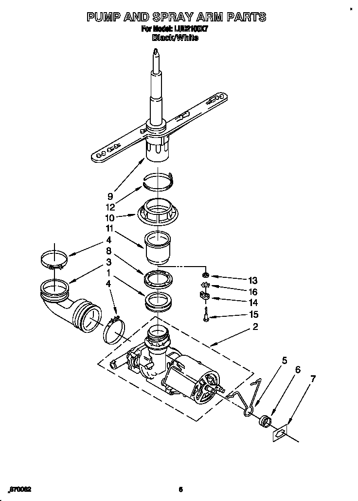 Pump and spray arm