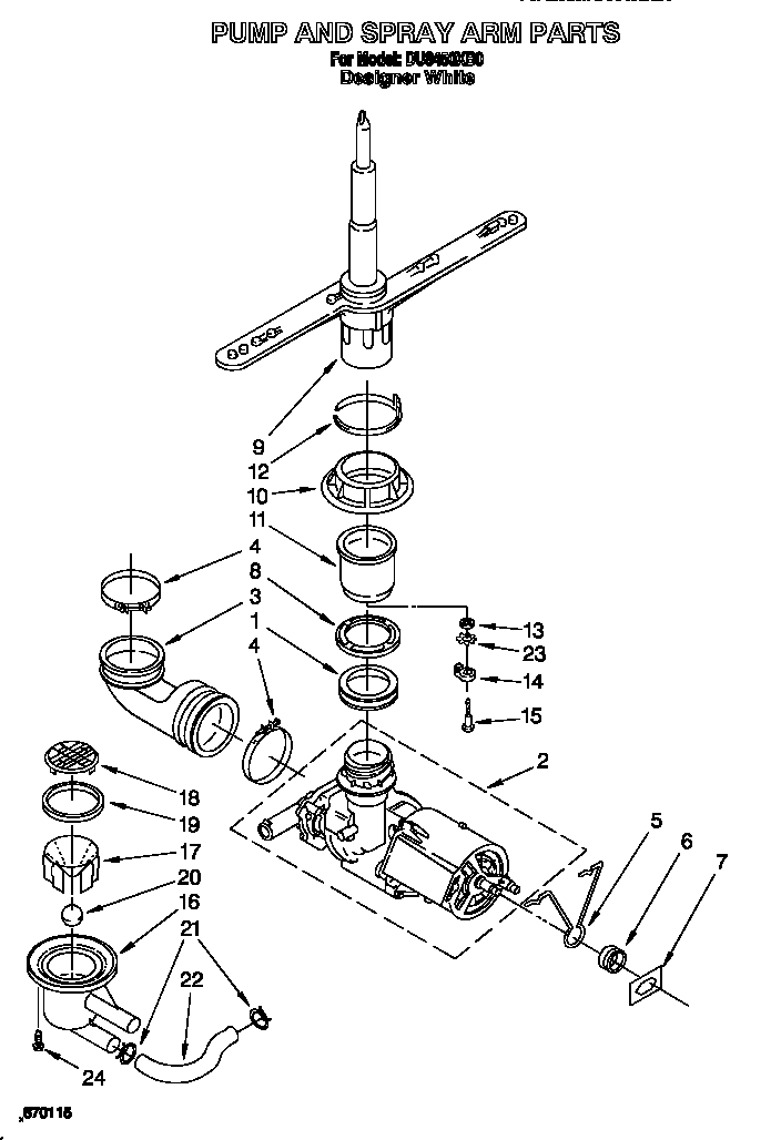 Pump and spray arm