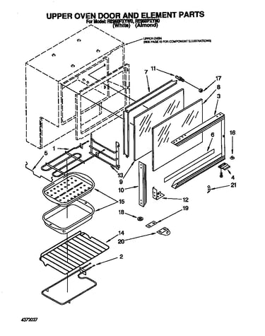 Upper oven door and element