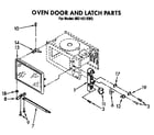 Whirlpool MS1451XW0 oven door and latch diagram