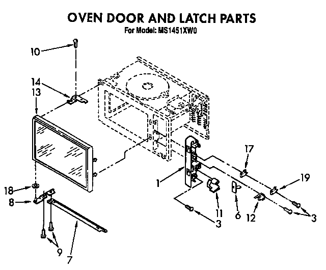 Oven door and latch