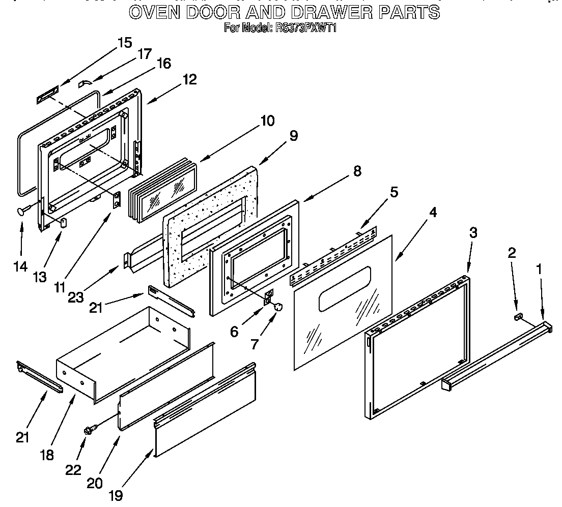 OVEN DOOR AND DRAWER