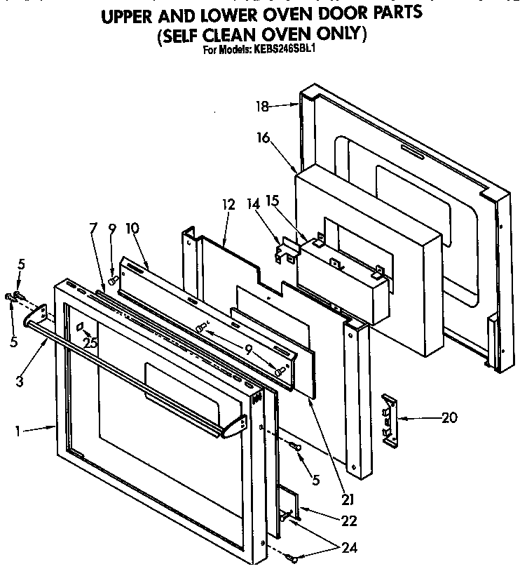 Upper and lower oven door