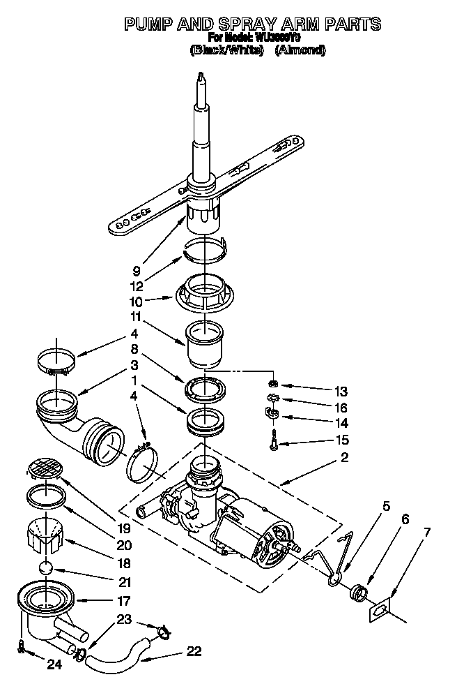 Pump and spray arm