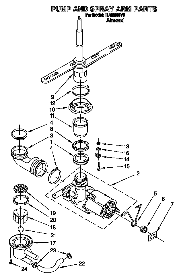 Pump and spray arm