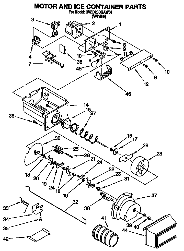 Motor and ice container