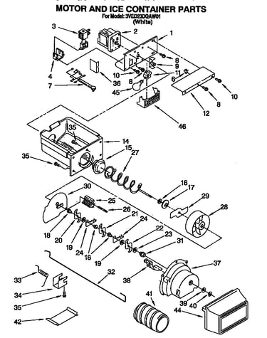 Motor and ice container