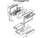 Whirlpool SF370PEWW2 oven door and drawer diagram