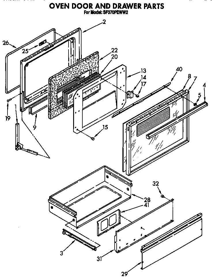 Oven door and drawer