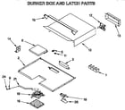 Whirlpool RB262PXAB1 burner box and latch diagram