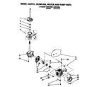 Whirlpool LSR8244BN0 brake, clutch, gearcase, motor and pump diagram