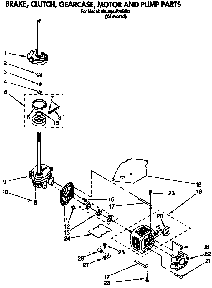 BRAKE, CLUTCH, GEARCASE, MOTOR AND PUMP