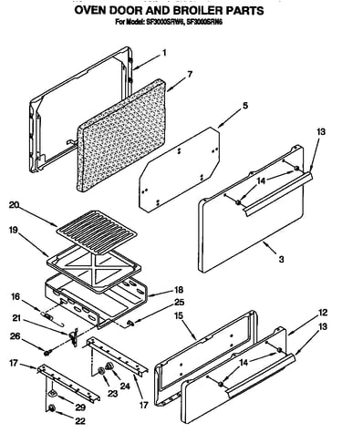 Oven door and broiler