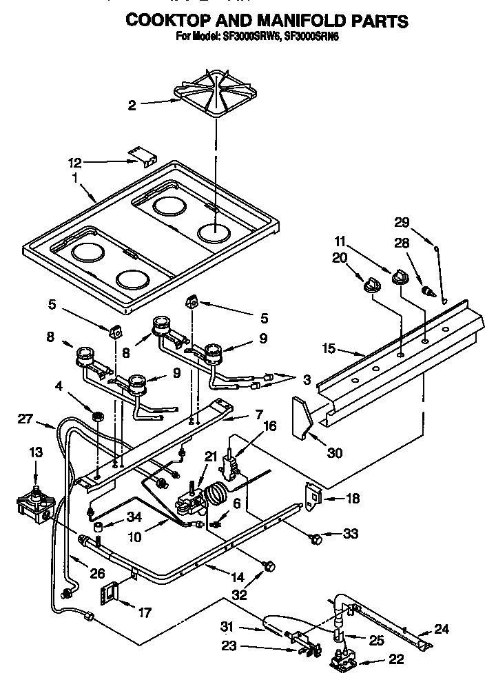 Cooktop and manifold