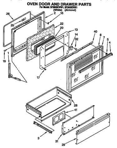 Oven door and drawer