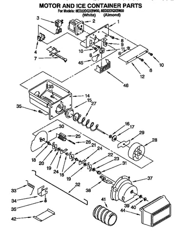 Motor and ice container