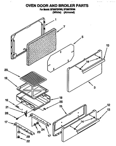 Oven door and broiler