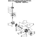 Whirlpool LSC8244BQ0 brake, clutch, gearcase, motor and pump diagram