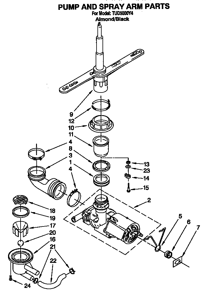 Pump and spray arm