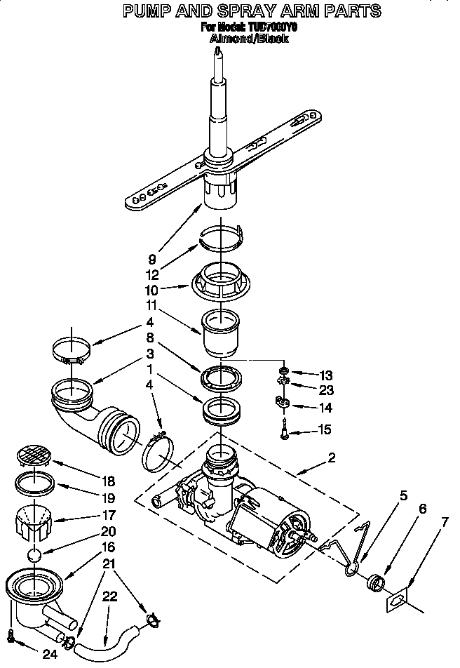 Pump and spray arm