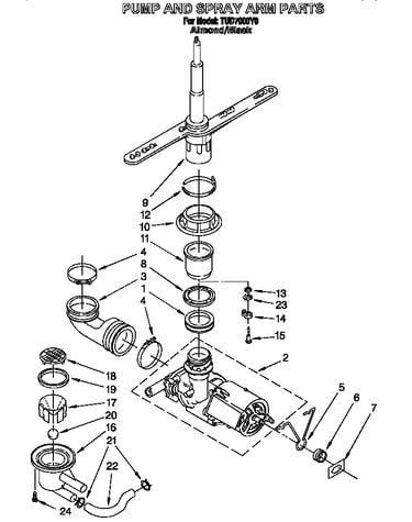 Pump and spray arm