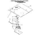 Whirlpool RB770PXBQ0 component shelf and latch diagram