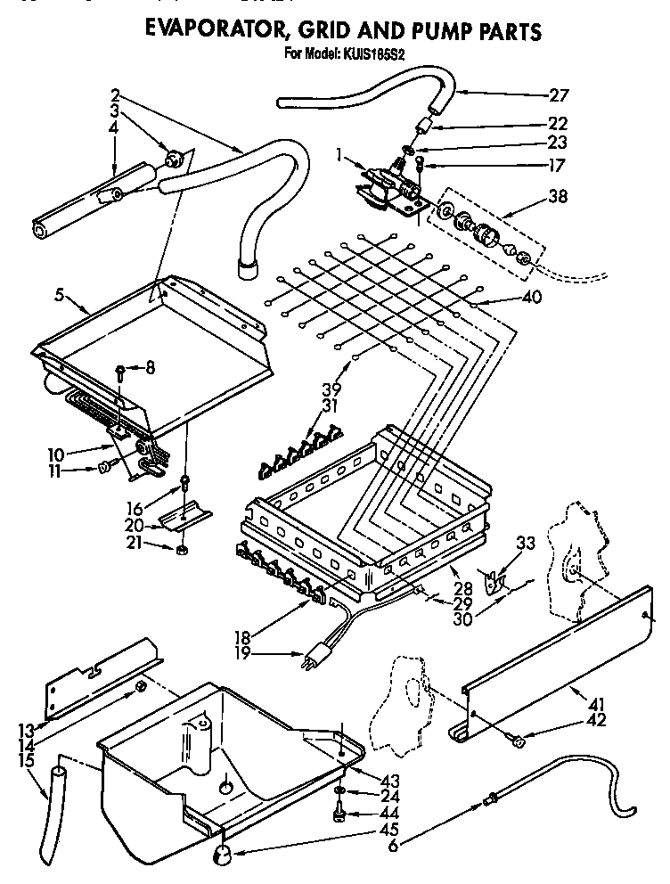 Evaporator, grid and pump