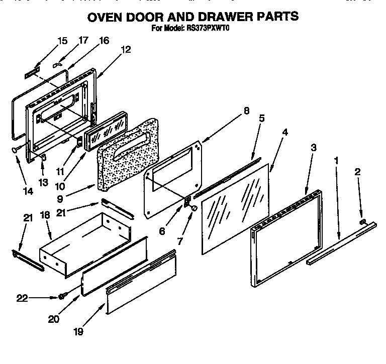 Oven door and drawer