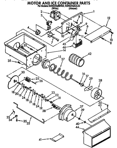 Motor and ice container