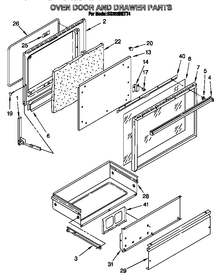 Oven door and drawer