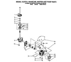 Whirlpool CA1752XYW0 brake, clutch, gearcase, motor and pump diagram