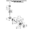 Whirlpool LLN8233BQ0 brake, clutch, gearcase, motor and pump diagram