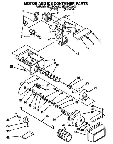 Motor and ice container