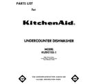 KitchenAid KUD121SS1 front cover diagram