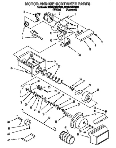 Motor and ice container