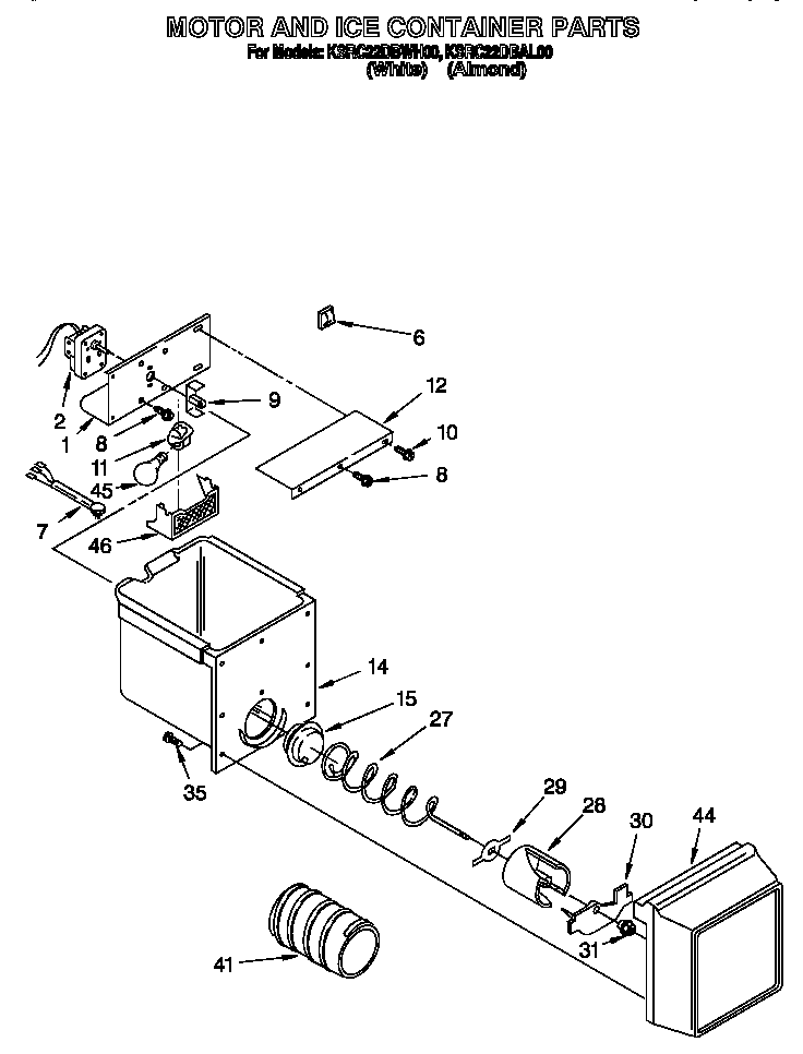Motor and ice container