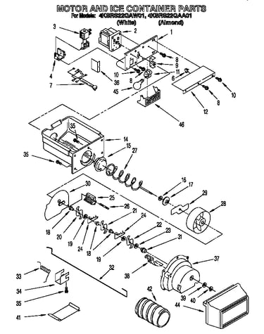 Motor and ice container
