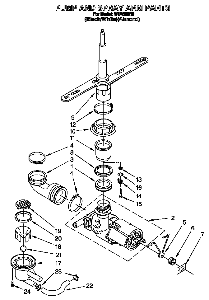 Pump and spray arm