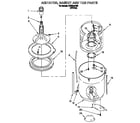 Whirlpool CCW5244W0 agitator, basket and tub diagram