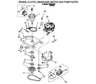 Whirlpool CCW5244W0 brake, clutch, gearcase, motor and pump diagram