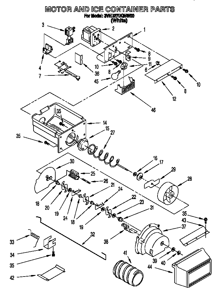 Motor and ice container